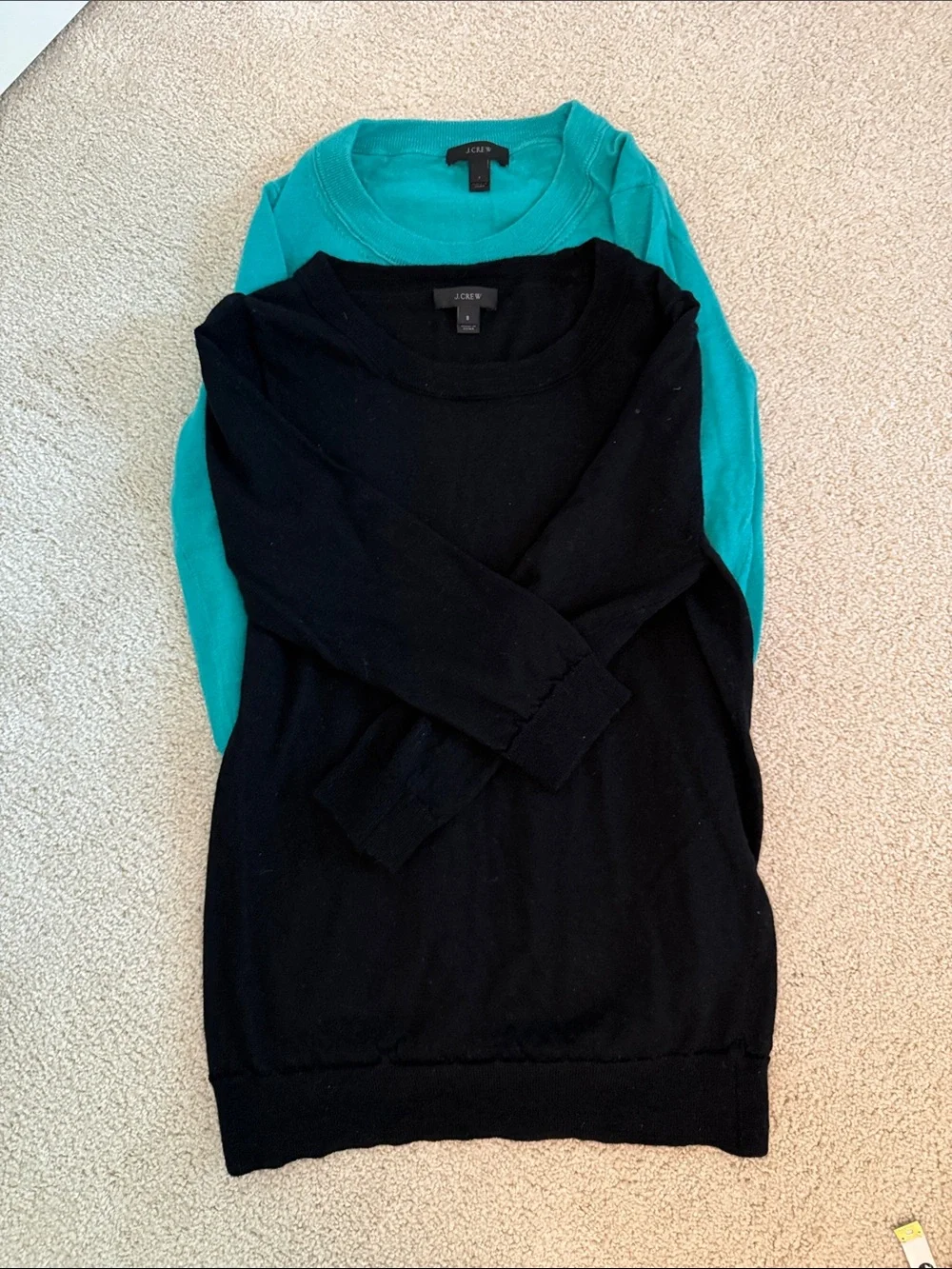 J. Crew Black Crewneck Sweater with Teal Layer